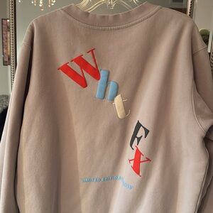 WHITE FOX Sand colored red and blue crewneck sweatshirt